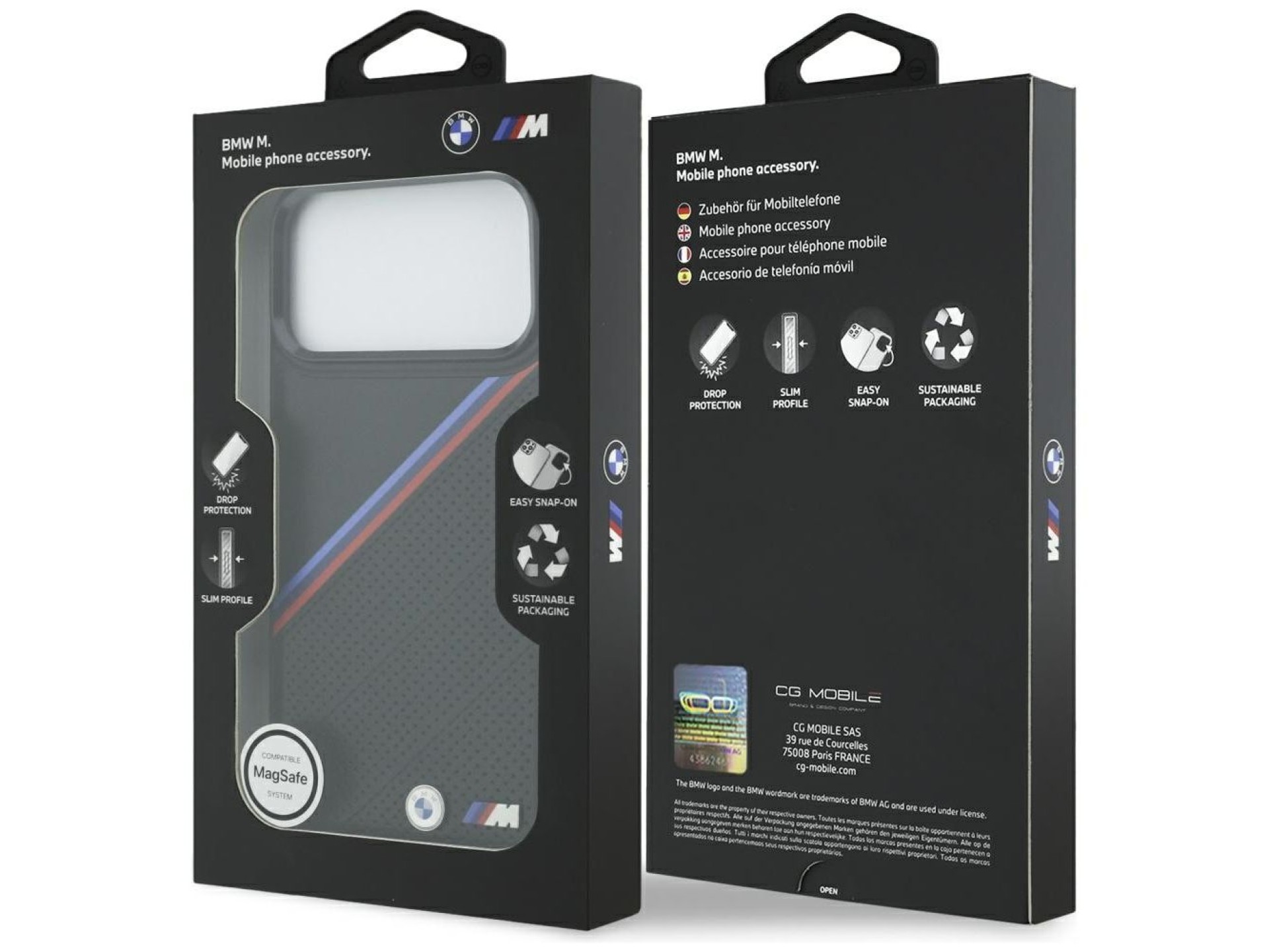 BMW M Tricolor Metal Logo MagSafe Case for iPhone 17 Pro Max - Black