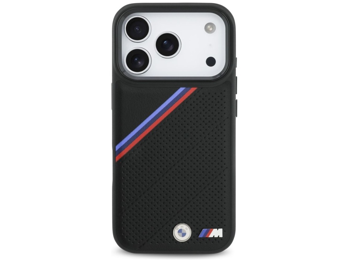 Funda MagSafe BMW M Tricolor Metal Logo para iPhone 17 Pro - Negra