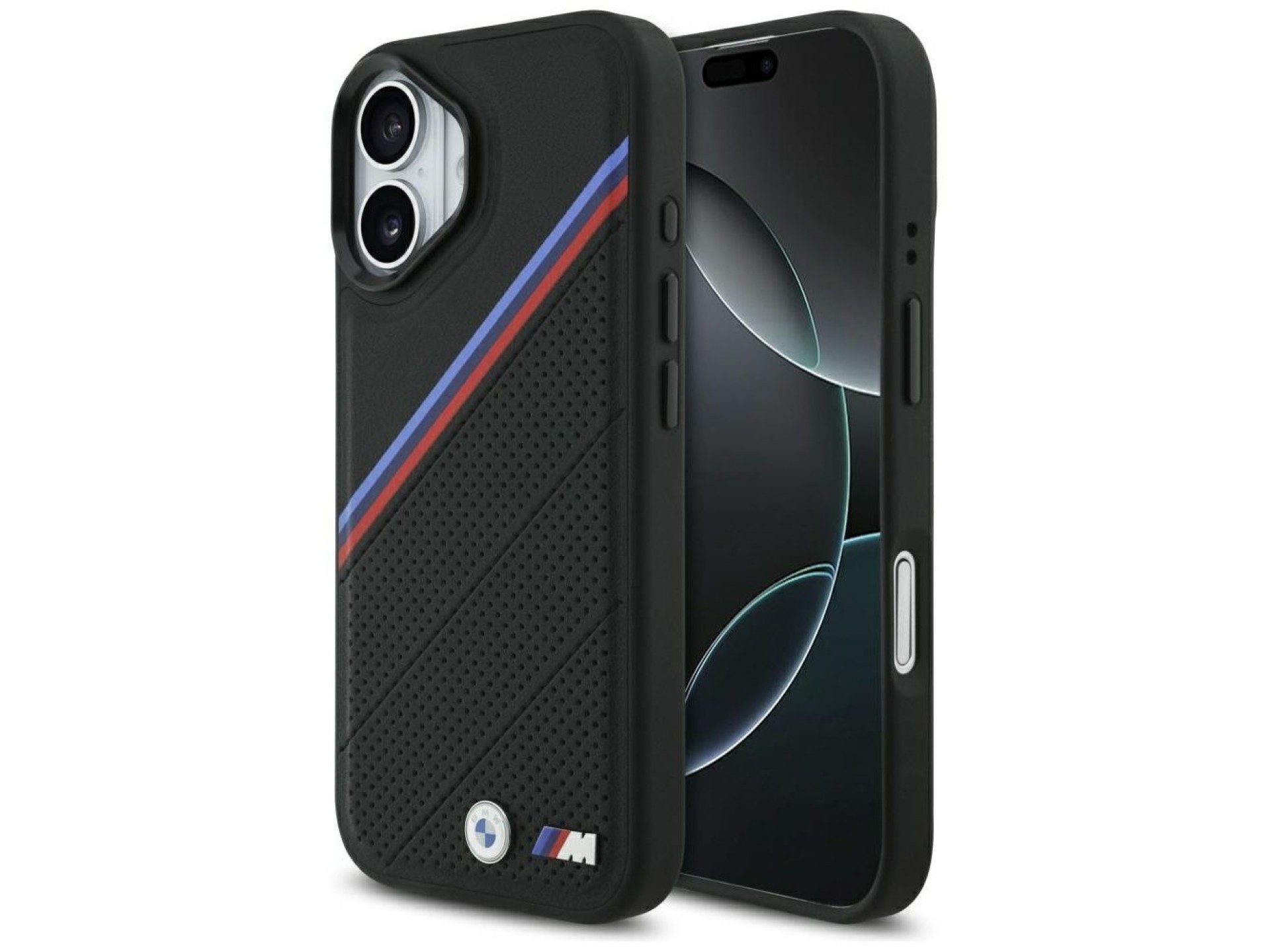 Capa MagSafe BMW M Tricolor Metal Logo para iPhone 17 - Preta