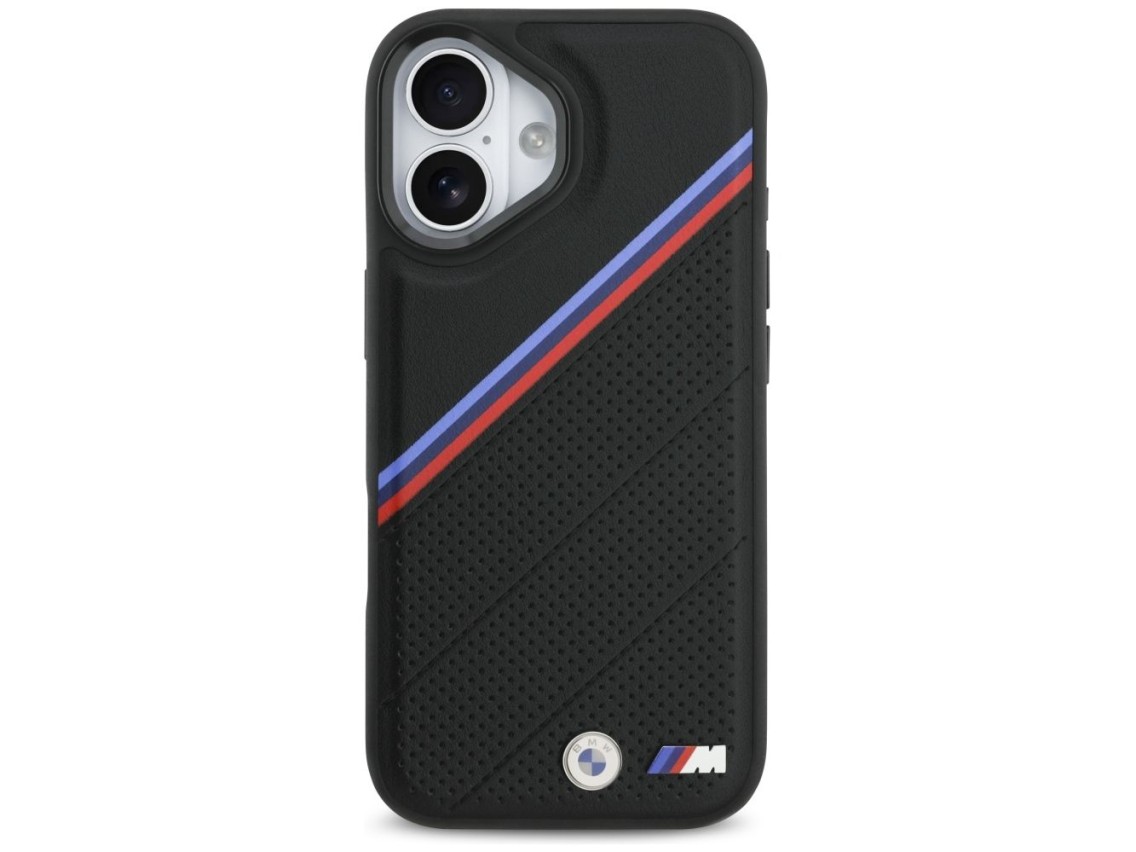 Capa MagSafe BMW M Tricolor Metal Logo para iPhone 17 - Preta