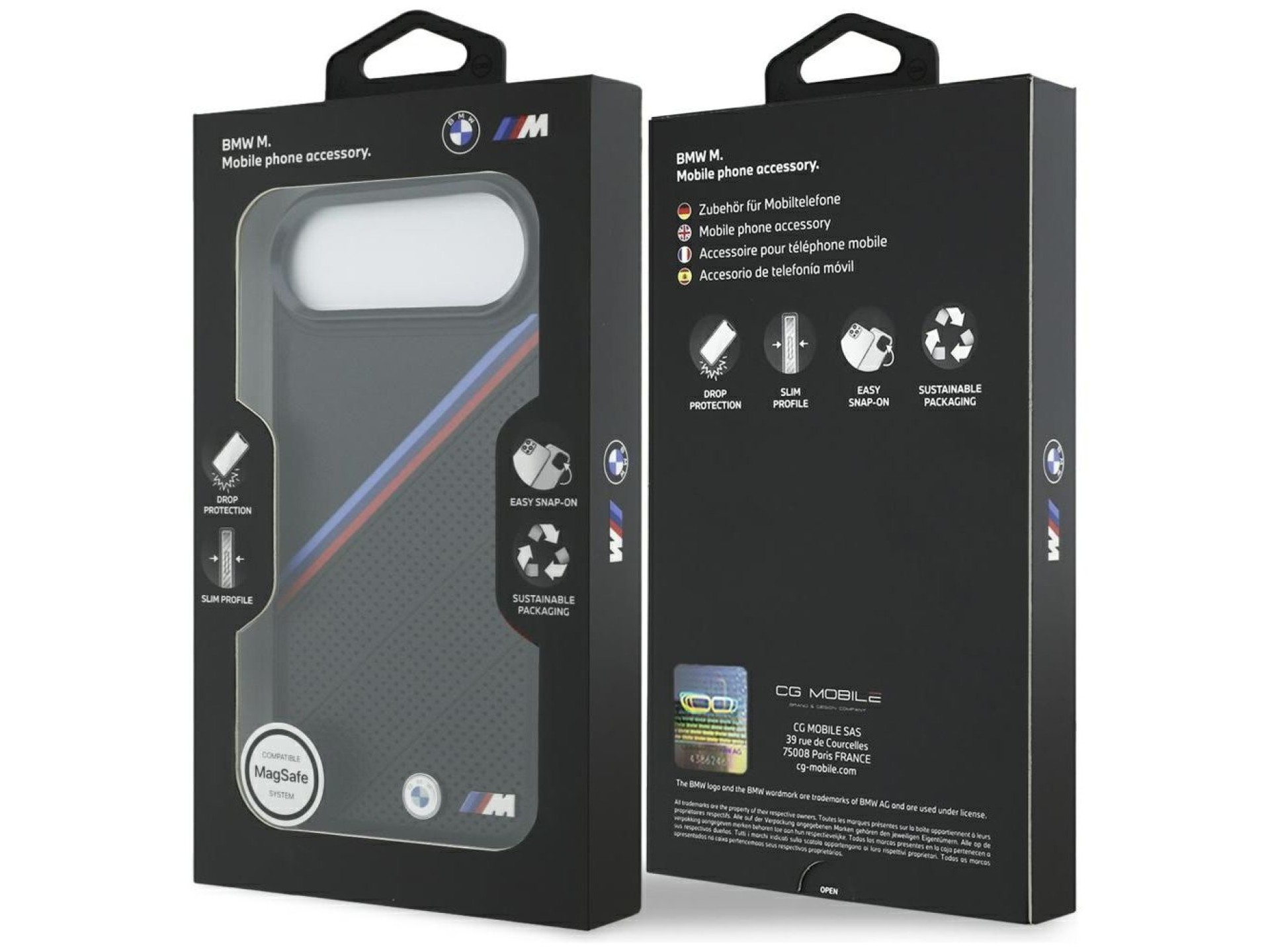 Funda MagSafe BMW M Tricolor Metal Logo para iPhone 17 Air - Negra