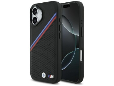 Capa MagSafe BMW M Tricolor Metal Logo para iPhone 17 - Preta