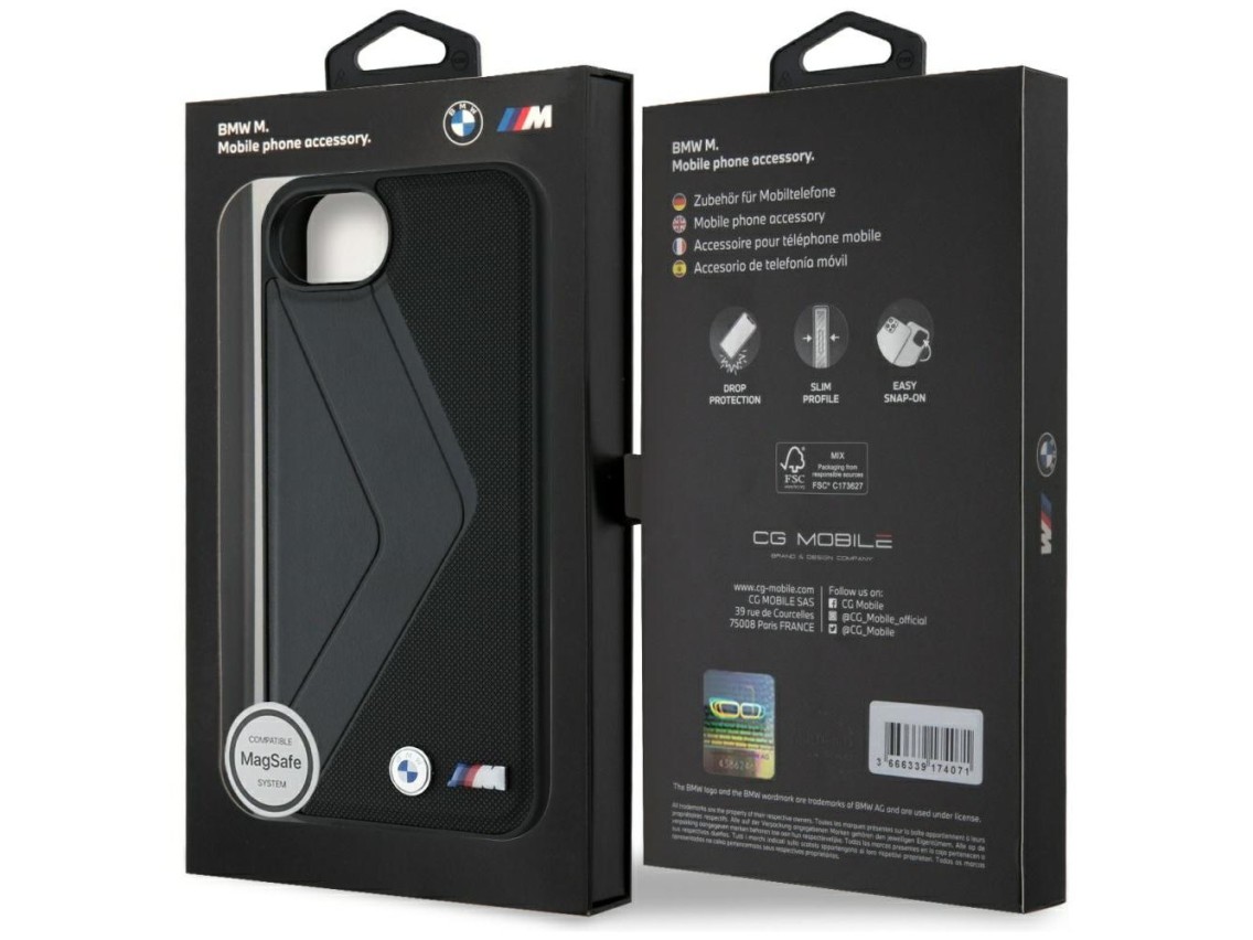 Capa MagSafe BMW Oversized Stripes para iPhone 16e - preta