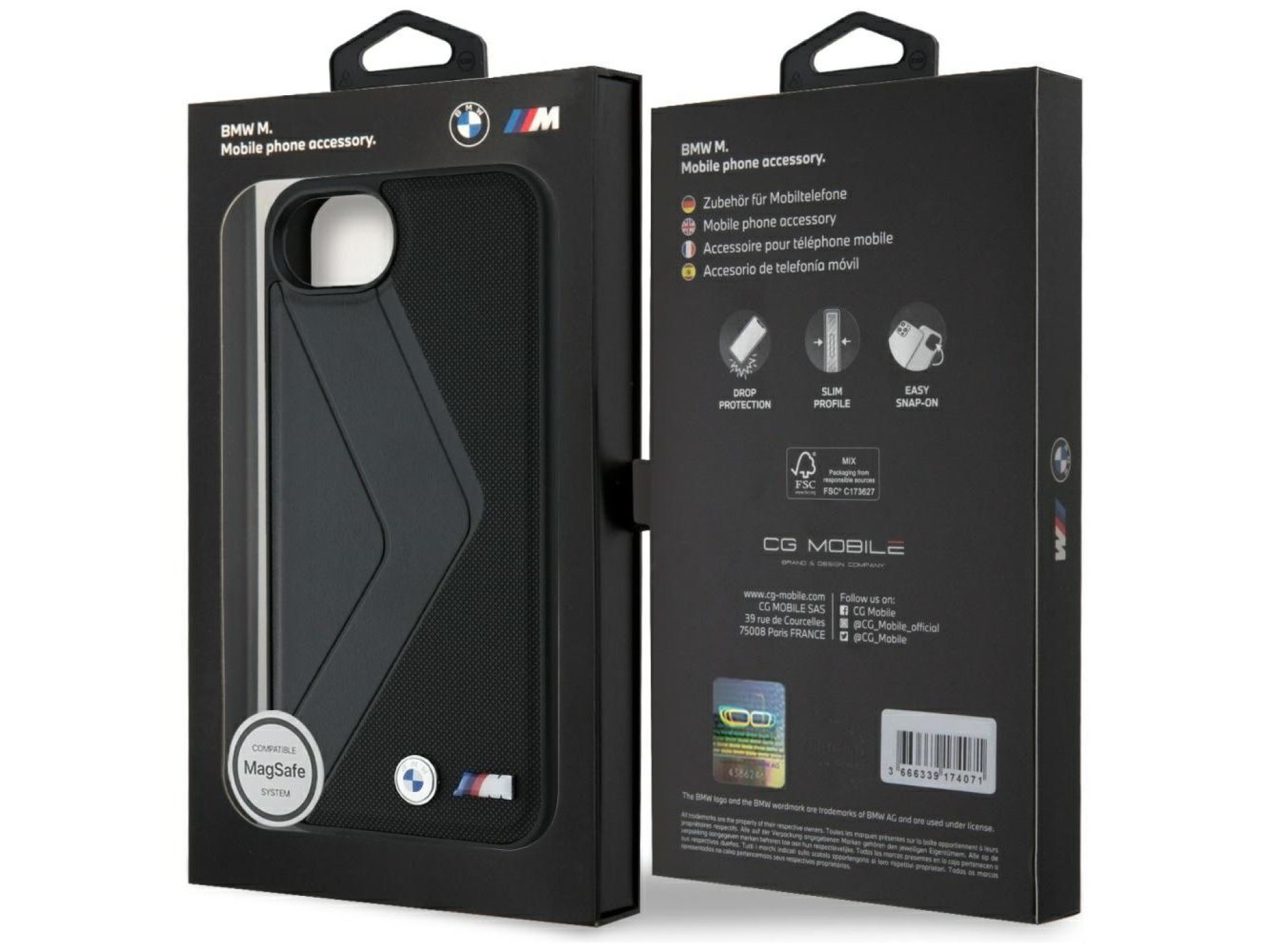 Capa MagSafe BMW Oversized Stripes para iPhone 16e - preta