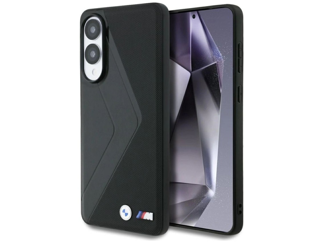 Funda BMW de cuero con rayas extragrandes y MagSafe para Samsung Galaxy S25 Edge - negra