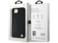 Capa para iPhone 16e em couro com gravação a quente da BMW - Preta Capa para iPhone 16e em couro com gravação a quente da BMW - Preta