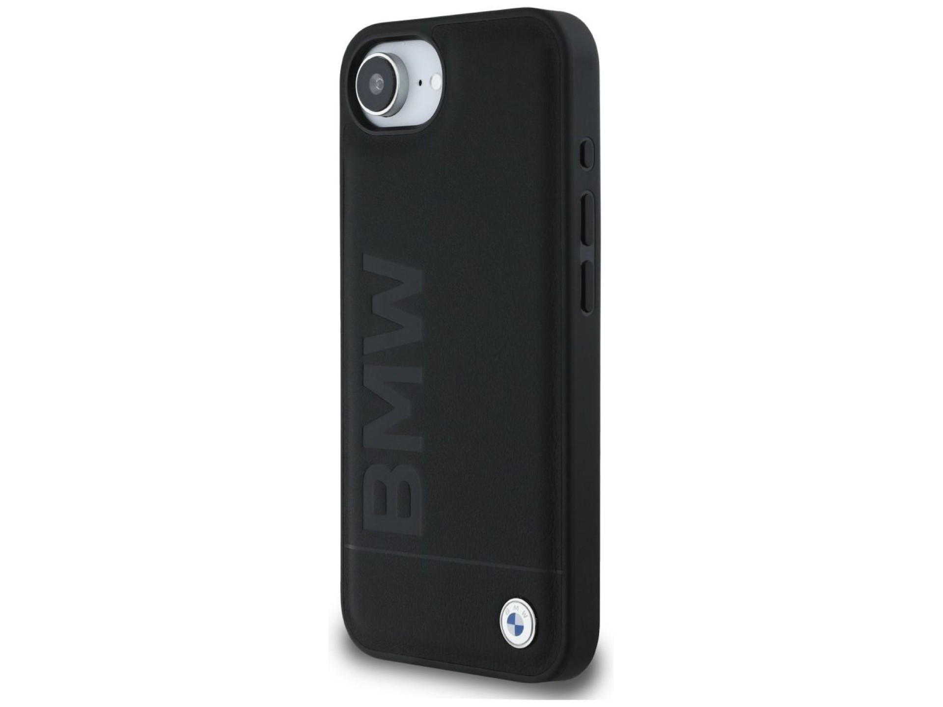 Capa para iPhone 16e em couro com gravação a quente da BMW - Preta