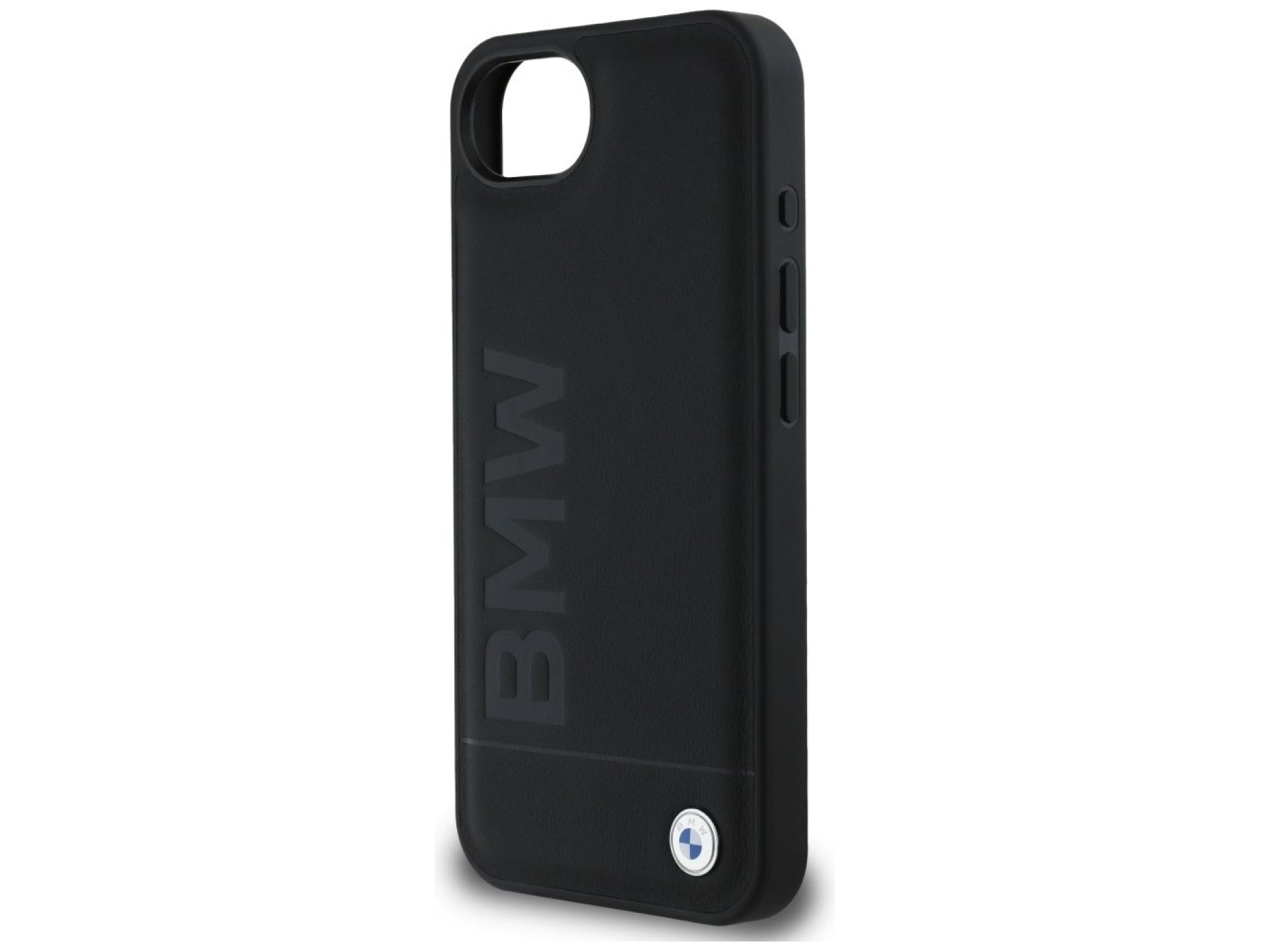 Capa para iPhone 16e em couro com gravação a quente da BMW - Preta