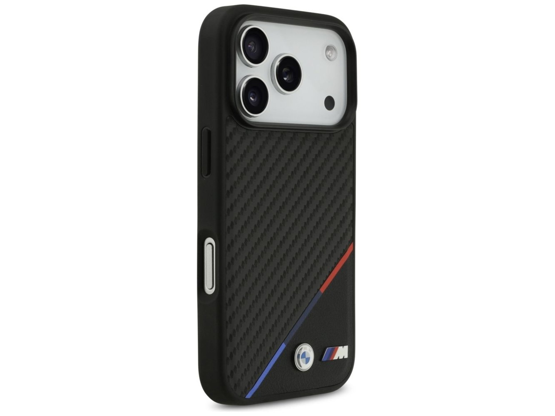 Capa MagSafe BMW M Carbon Tricolor Line para iPhone 17 Pro - Preta