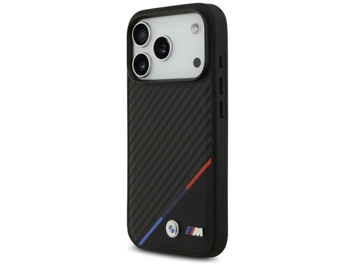 Capa MagSafe BMW M Carbon Tricolor Line para iPhone 17 Pro - Preta