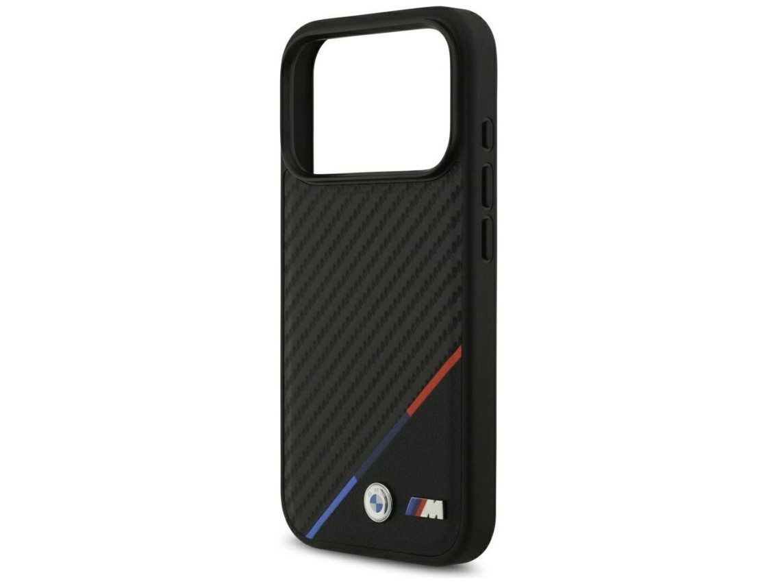 Capa MagSafe BMW M Carbon Tricolor Line para iPhone 17 Pro - Preta
