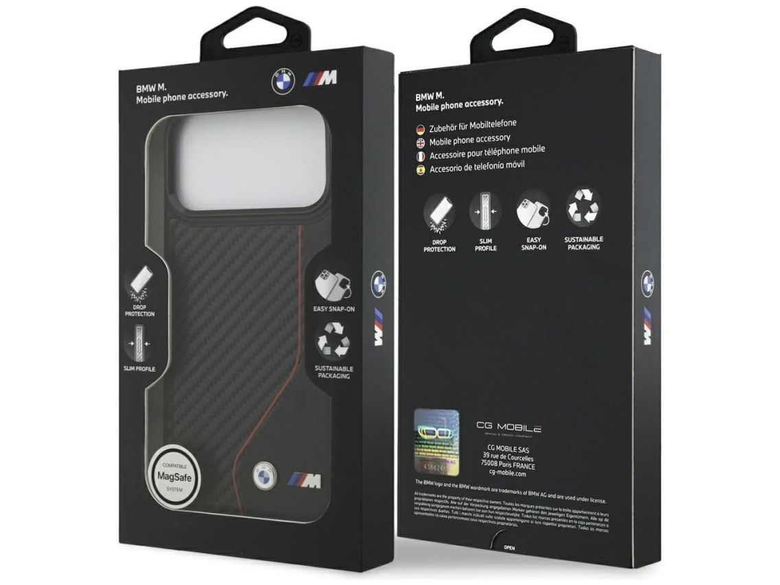 BMW M Carbon Line & Logo MagSafe Case for iPhone 17 Pro Max - Red