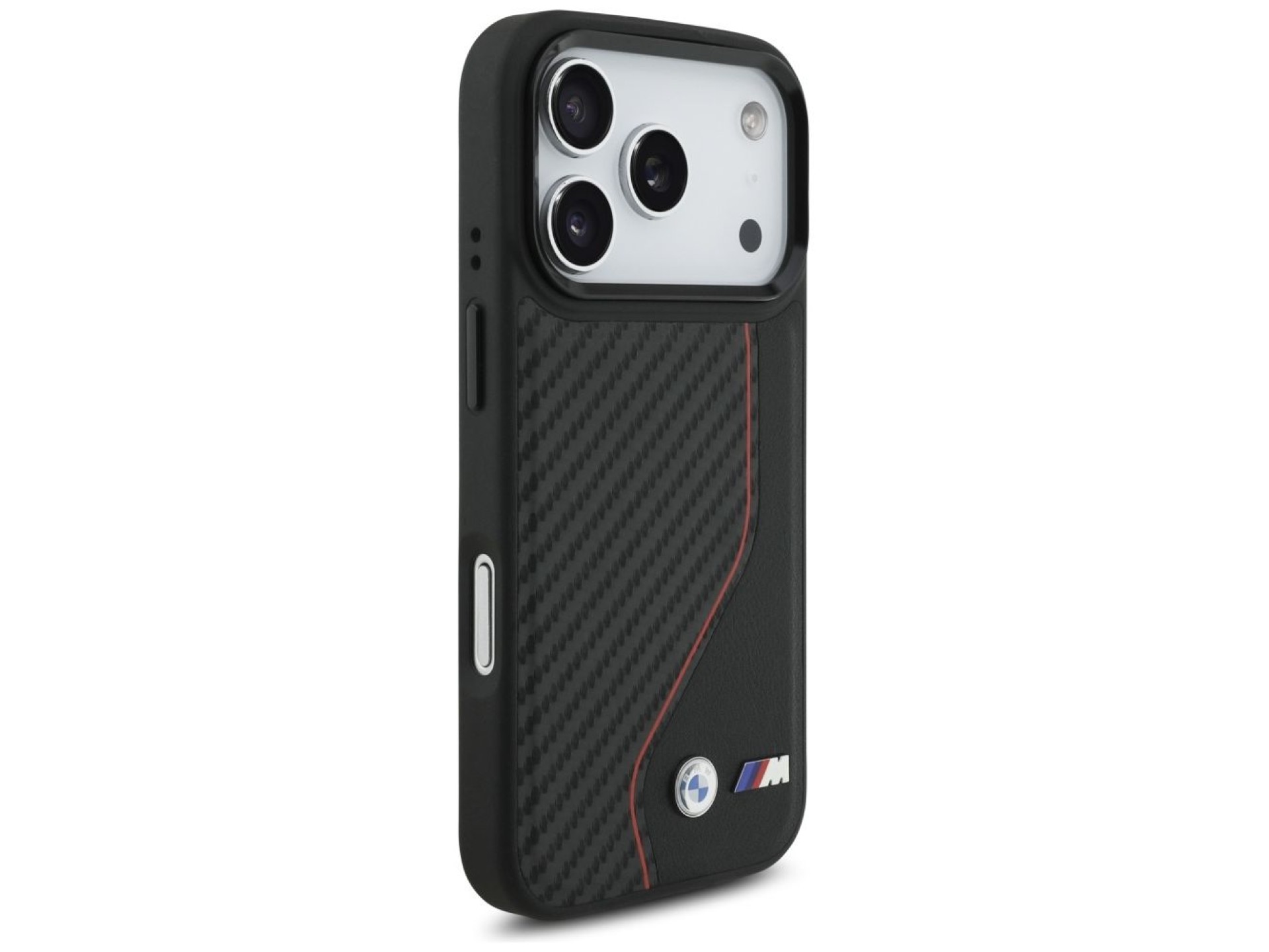 Capa MagSafe BMW M Carbon Line com logotipo para iPhone 17 Pro - Vermelha