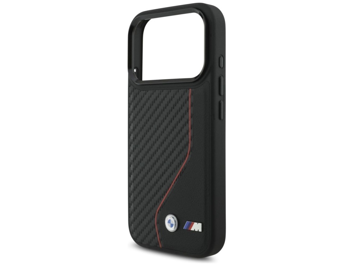 Capa MagSafe BMW M Carbon Line com logotipo para iPhone 17 Pro - Vermelha