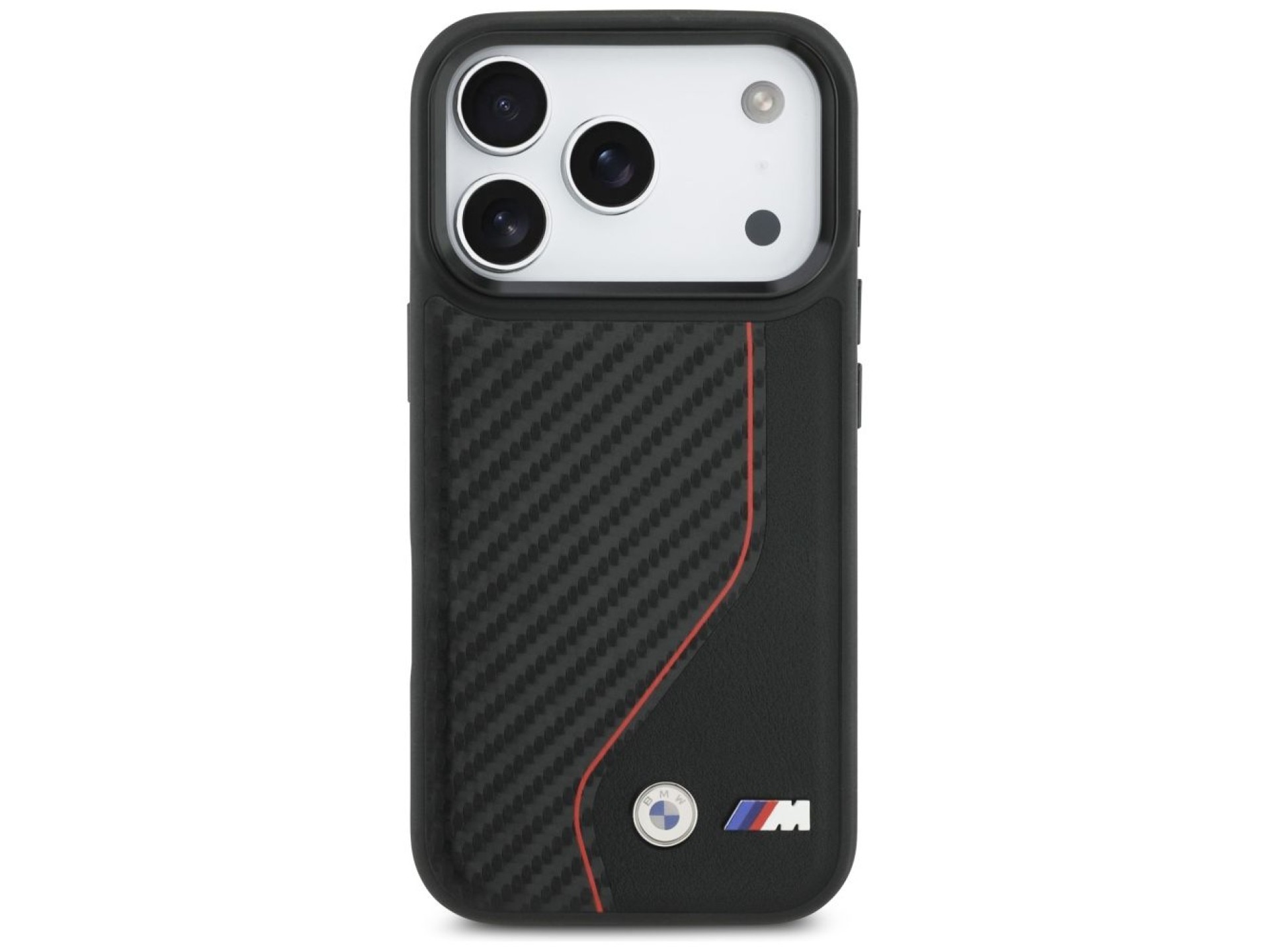Capa MagSafe BMW M Carbon Line com logotipo para iPhone 17 Pro - Vermelha