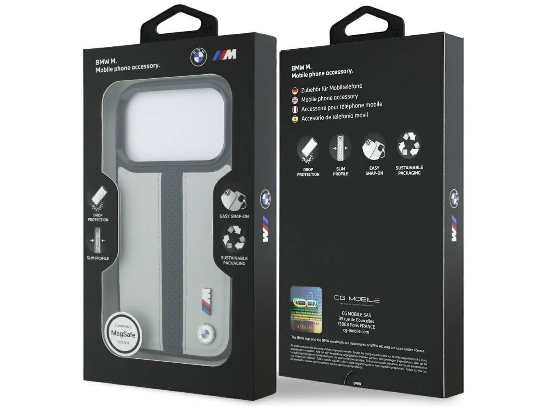Capa MagSafe com logotipo BMW M Perforated Stripe para iPhone 17 Pro - Cinza