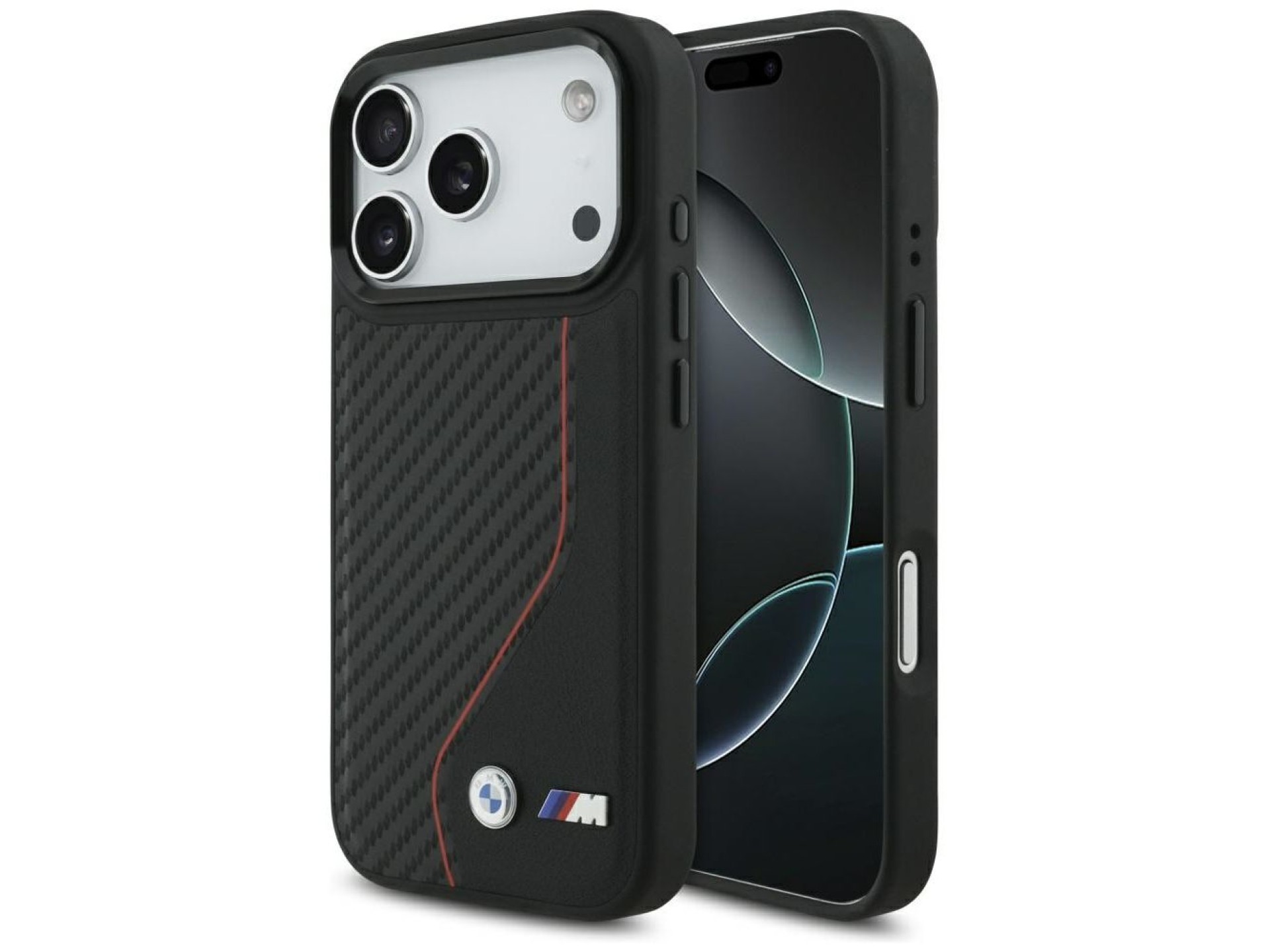 Capa MagSafe BMW M Carbon Line com logotipo para iPhone 17 Pro - Vermelha