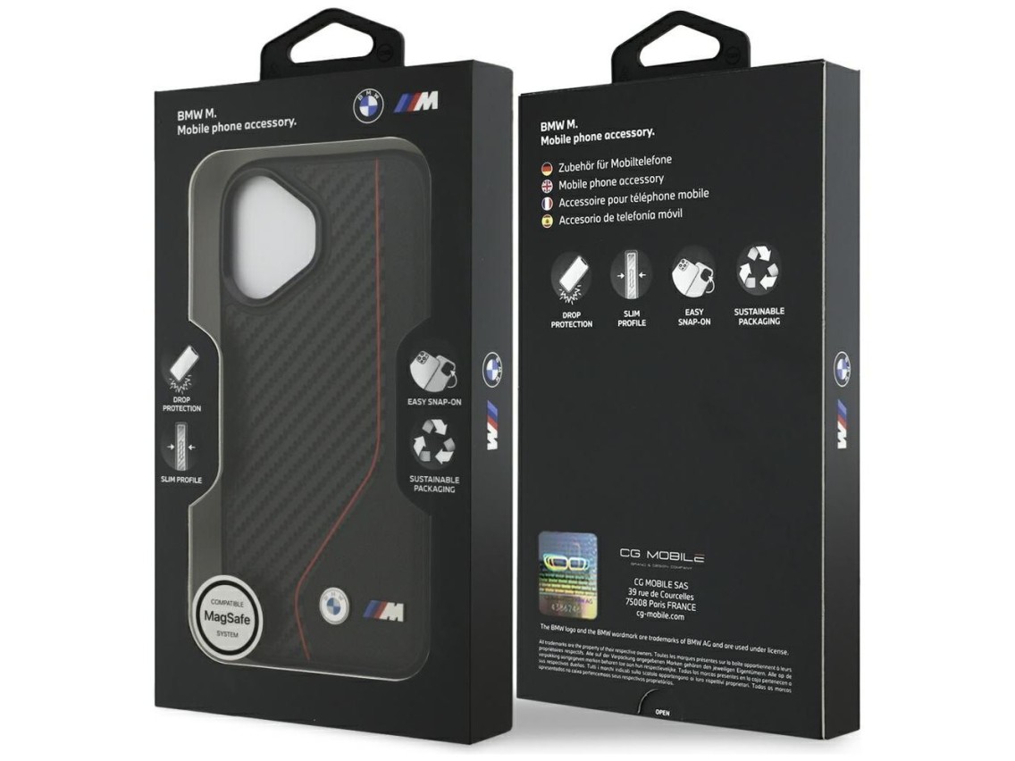 BMW M Carbon Line & Logo MagSafe Case for iPhone 17 - Red