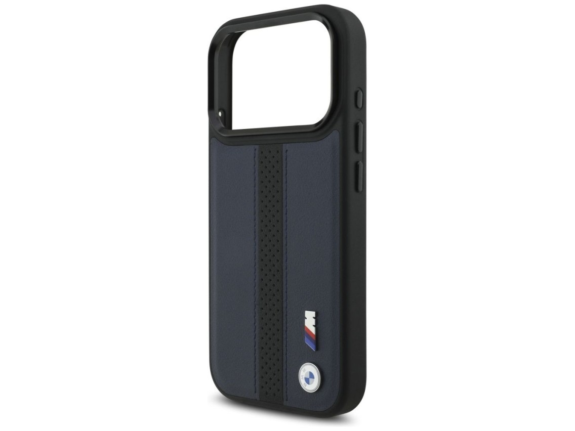 Funda MagSafe BMW M con logotipo de franja perforada para iPhone 17 Pro - Azul marino