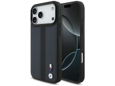 BMW M Perforated Stripe Logo MagSafe Case for iPhone 17 Pro Max - Navy Blue BMW M Perforated Stripe Logo MagSafe Case for iPhone 17 Pro Max - Navy Blue