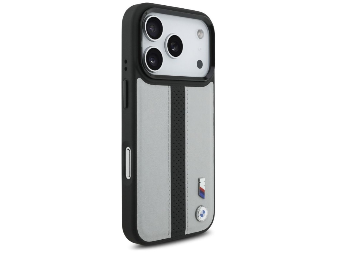 Capa MagSafe com logotipo BMW M Perforated Stripe para iPhone 17 Pro - Cinza