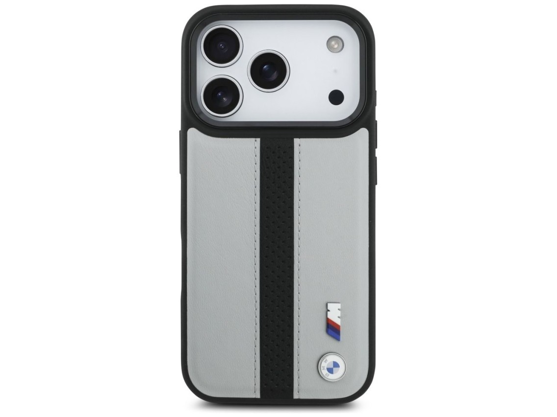 Capa MagSafe com logotipo BMW M Perforated Stripe para iPhone 17 Pro - Cinza