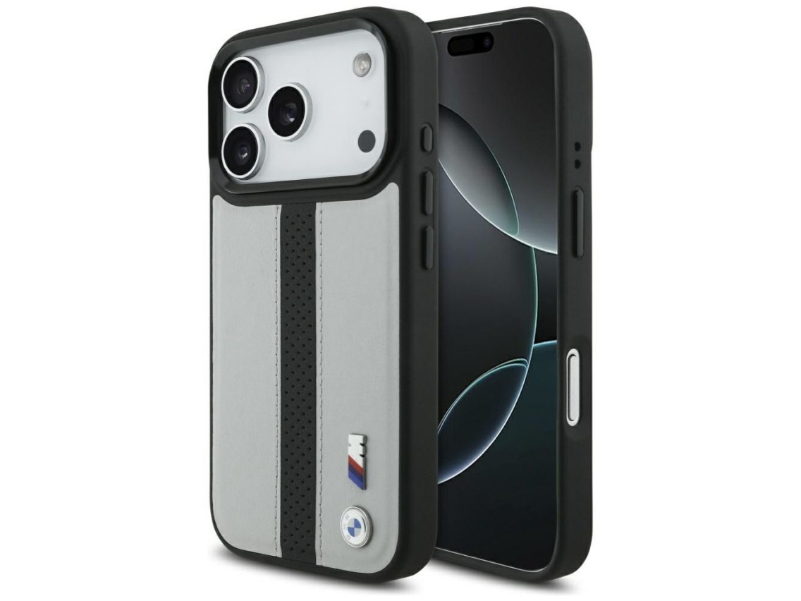 Capa MagSafe com logotipo BMW M Perforated Stripe para iPhone 17 Pro - Cinza