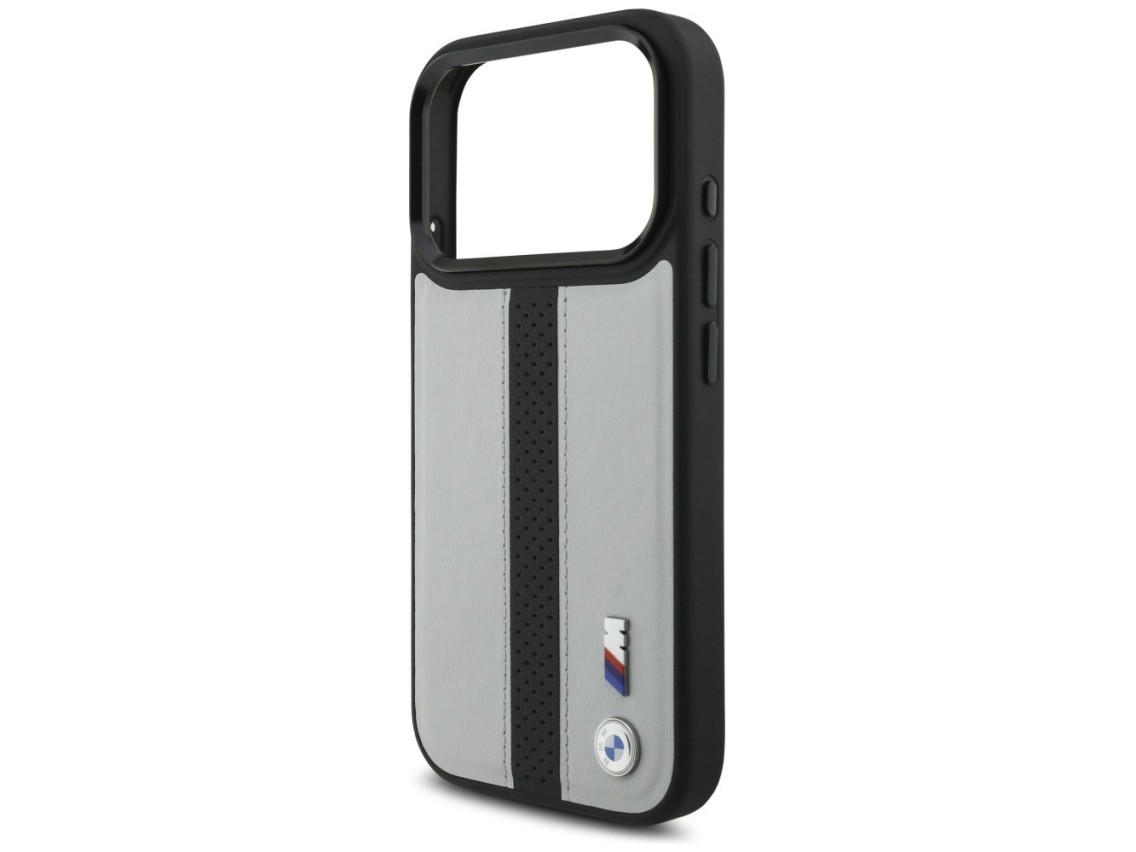 Capa MagSafe com logotipo BMW M Perforated Stripe para iPhone 17 Pro - Cinza