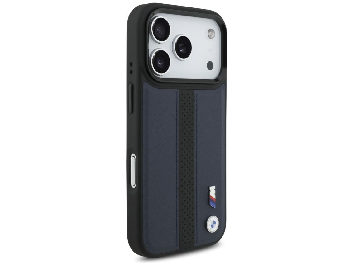 Funda MagSafe BMW M con logotipo de franja perforada para iPhone 17 Pro - Azul marino