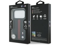 Capa MagSafe BMW M com logotipo de faixa perfurada para iPhone 17 Pro - Vermelha Capa MagSafe BMW M com logotipo de faixa perfurada para iPhone 17 Pro - Vermelha