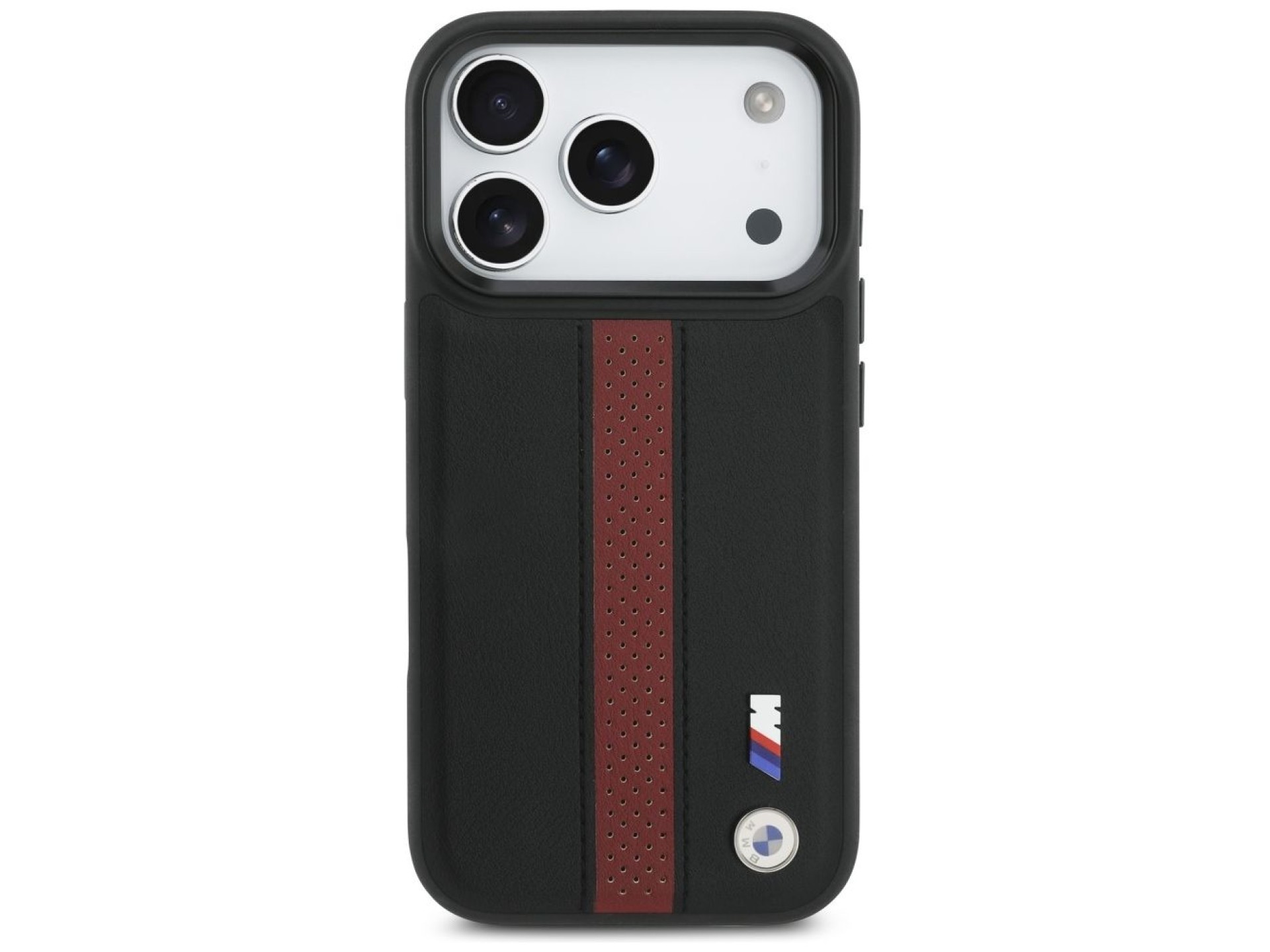 Capa MagSafe BMW M com logotipo de faixa perfurada para iPhone 17 Pro - Vermelha