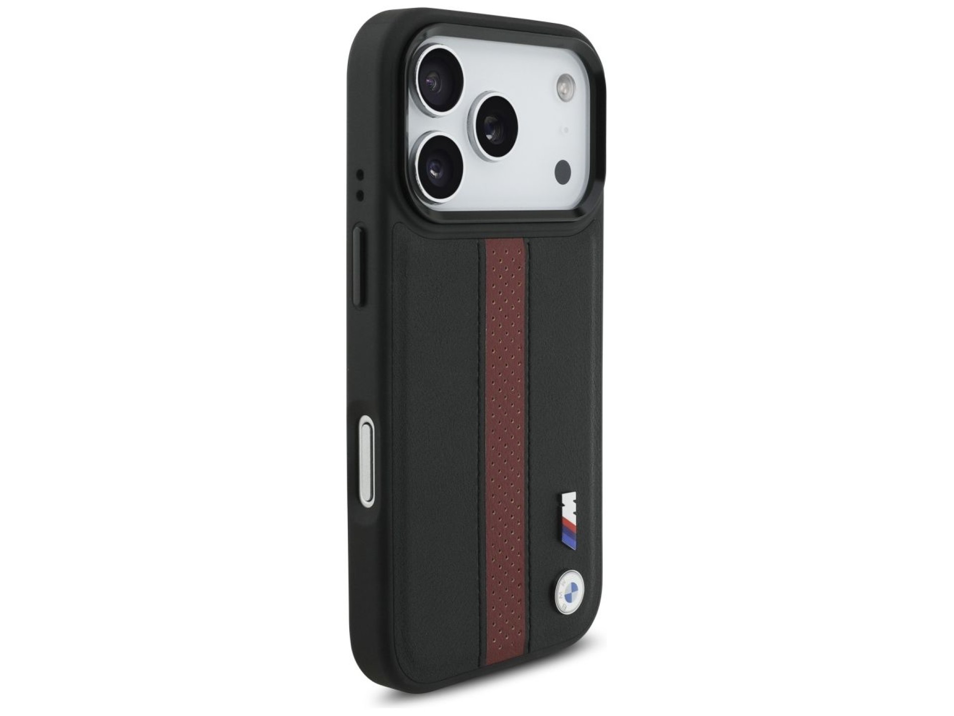 Capa MagSafe BMW M com logotipo de faixa perfurada para iPhone 17 Pro - Vermelha