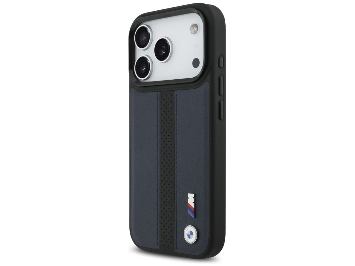 Funda MagSafe BMW M con logotipo de franja perforada para iPhone 17 Pro - Azul marino