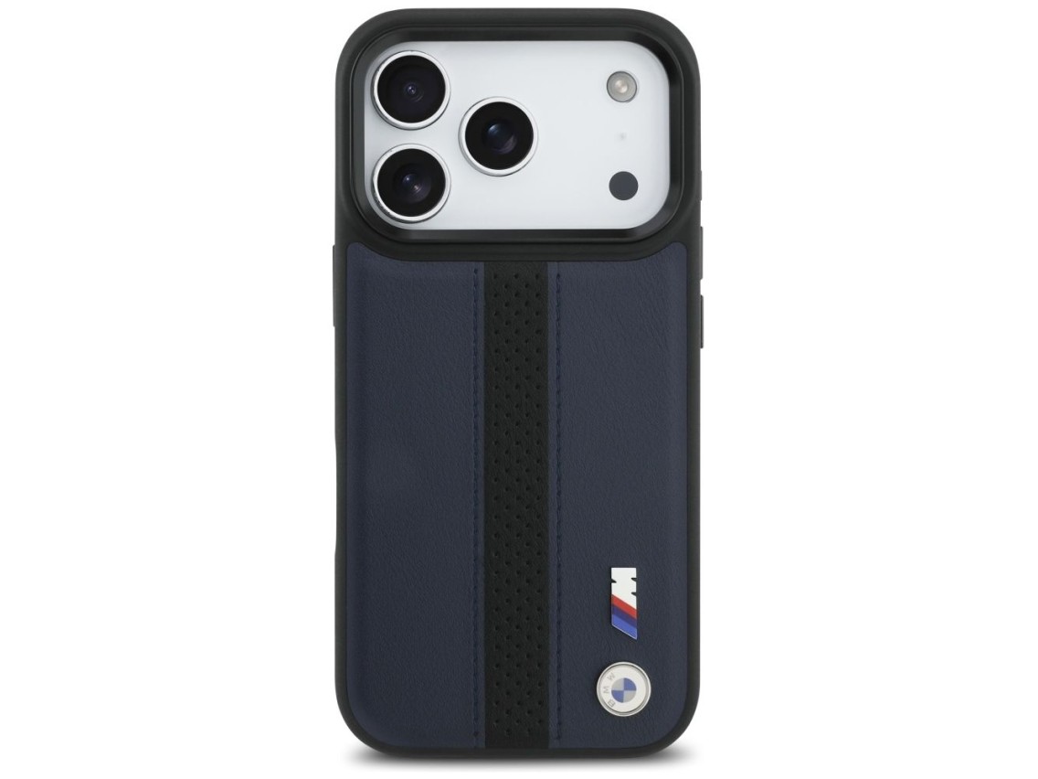 Funda MagSafe BMW M con logotipo de franja perforada para iPhone 17 Pro - Azul marino