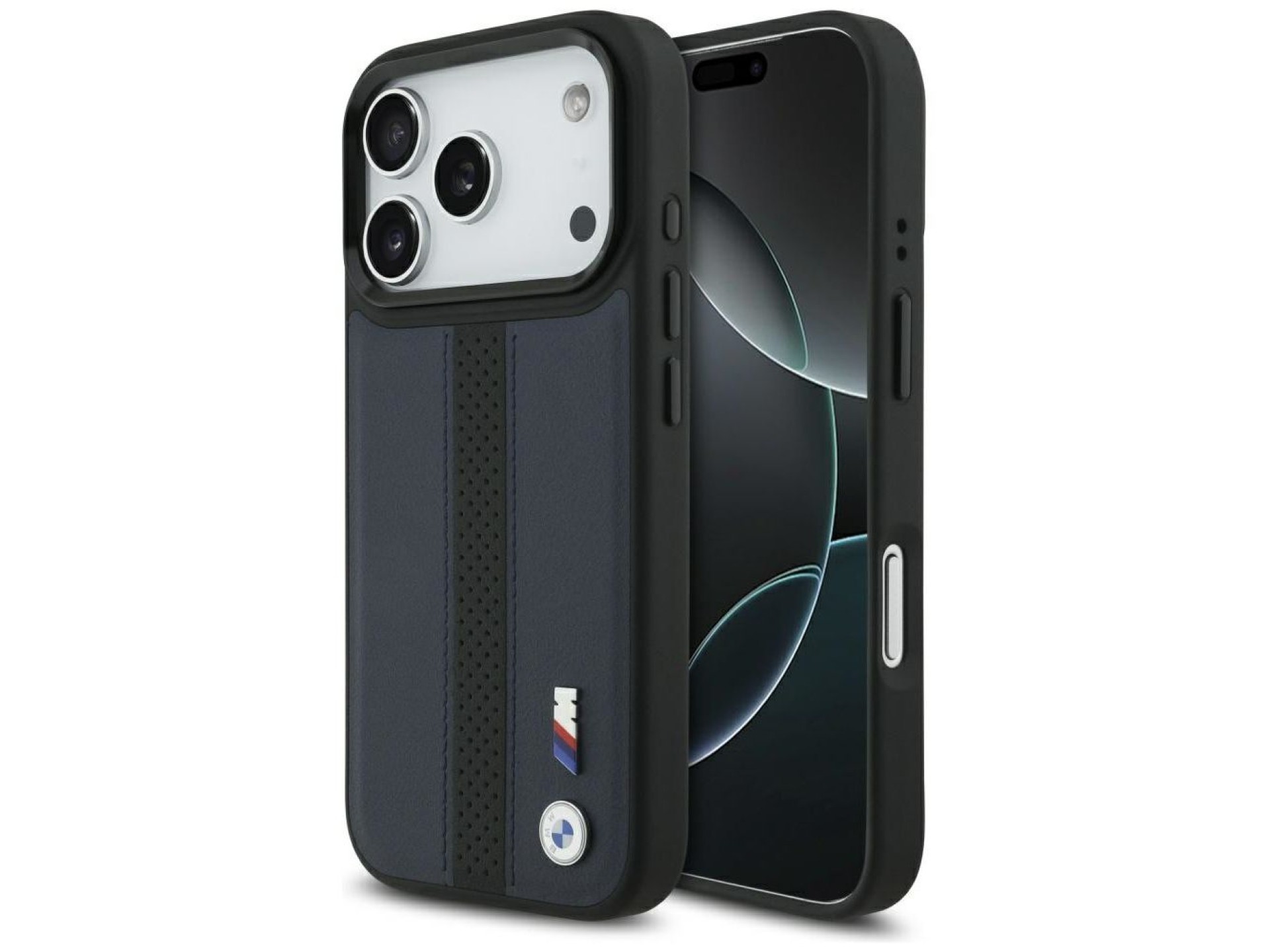 Funda MagSafe BMW M con logotipo de franja perforada para iPhone 17 Pro - Azul marino