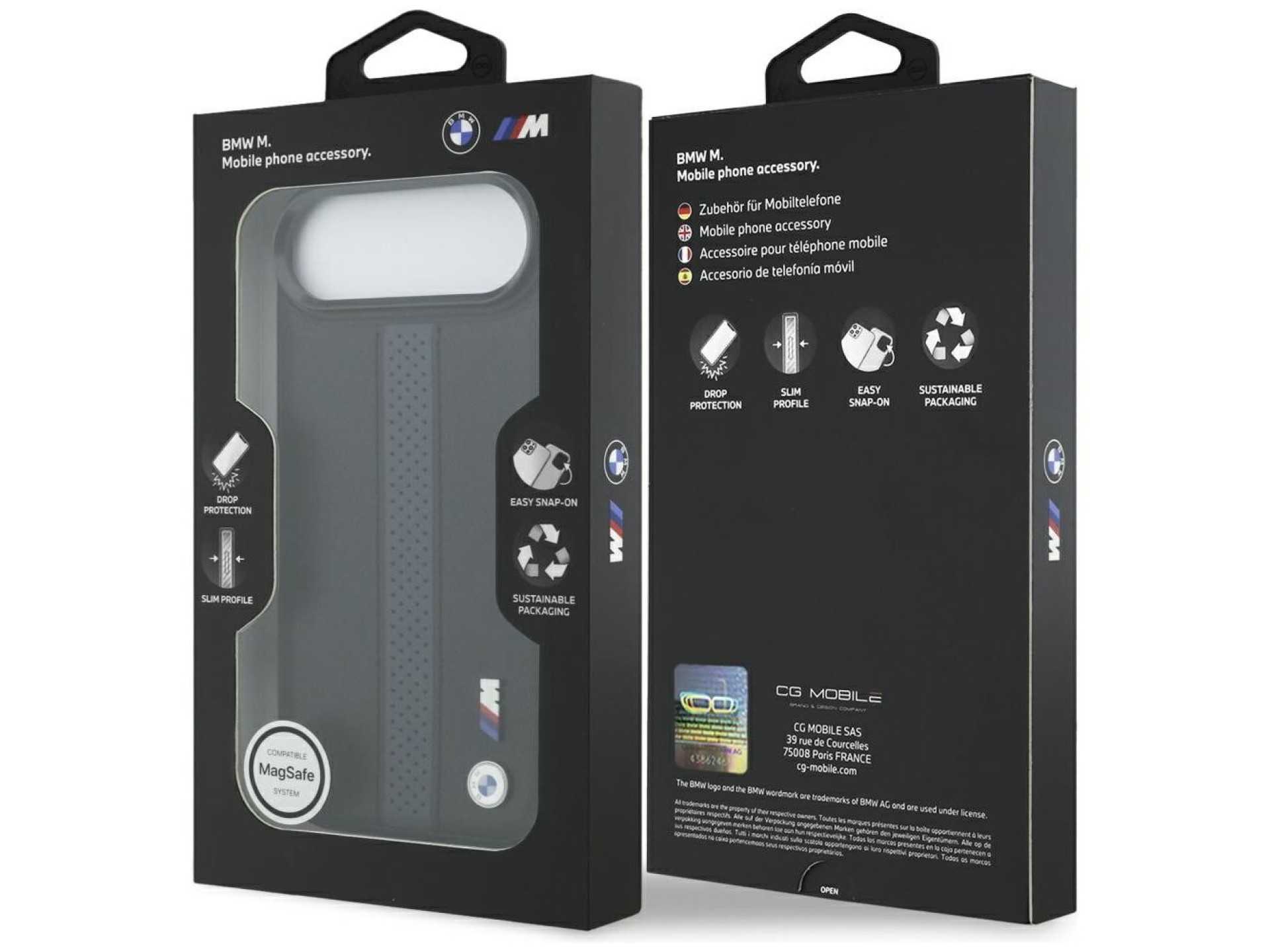 Capa MagSafe BMW M com logotipo de faixa perfurada para iPhone 17 Air - Azul