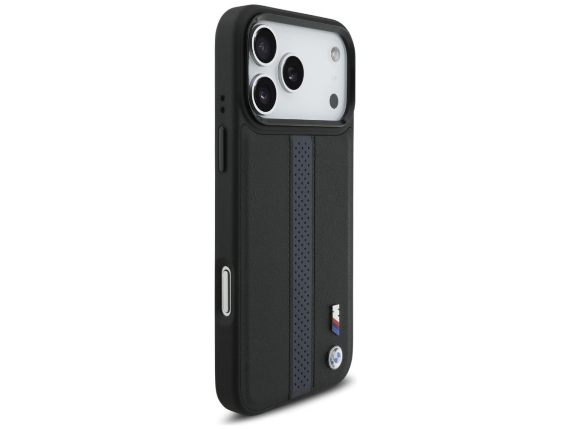 Funda MagSafe BMW M con logotipo de franja perforada para iPhone 17 Pro Max - Azul