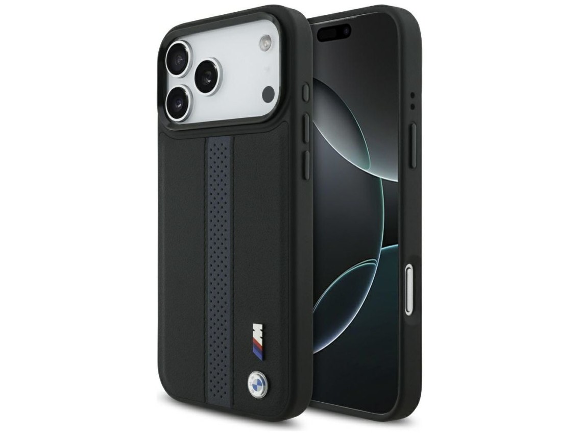 Funda MagSafe BMW M con logotipo de franja perforada para iPhone 17 Pro Max - Azul