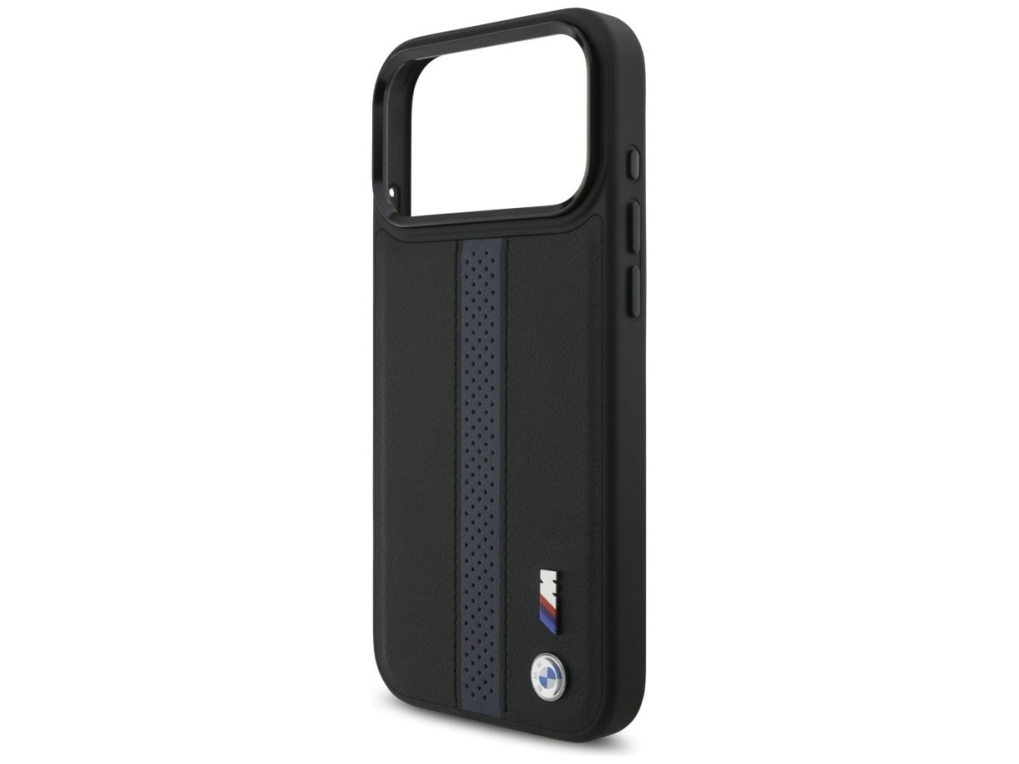 Funda MagSafe BMW M con logotipo de franja perforada para iPhone 17 Pro Max - Azul