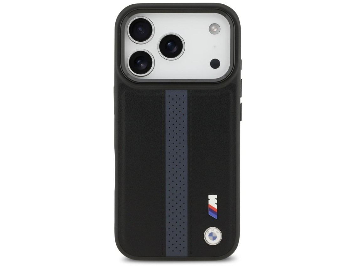 Capa MagSafe BMW M com logotipo de faixa perfurada para iPhone 17 Pro - Azul