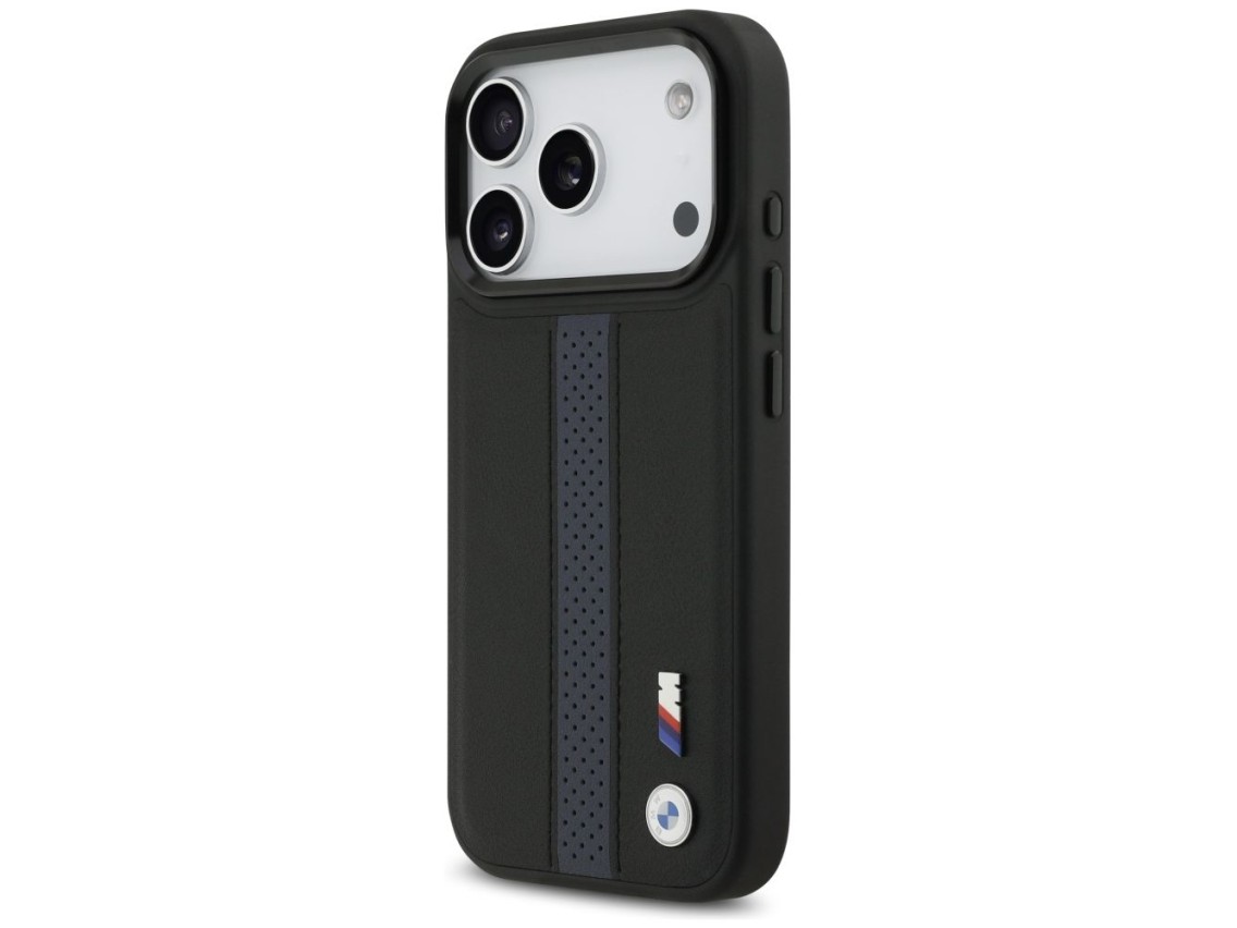 Capa MagSafe BMW M com logotipo de faixa perfurada para iPhone 17 Pro - Azul