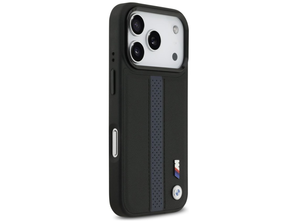 Capa MagSafe BMW M com logotipo de faixa perfurada para iPhone 17 Pro - Azul