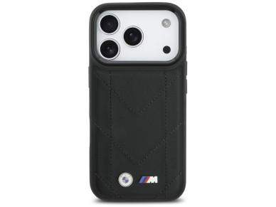Capa MagSafe com logotipo BMW M acolchoado para iPhone 17 Pro - Preta Capa MagSafe com logotipo BMW M acolchoado para iPhone 17 Pro - Preta