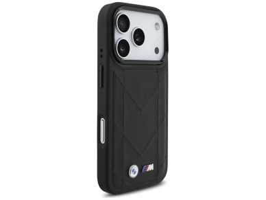 Capa MagSafe com logotipo BMW M acolchoado para iPhone 17 Pro - Preta Capa MagSafe com logotipo BMW M acolchoado para iPhone 17 Pro - Preta