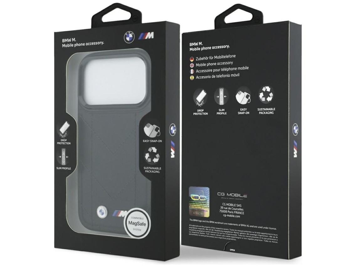 Funda BMW M acolchada con logo MagSafe para iPhone 17 Pro - Negra