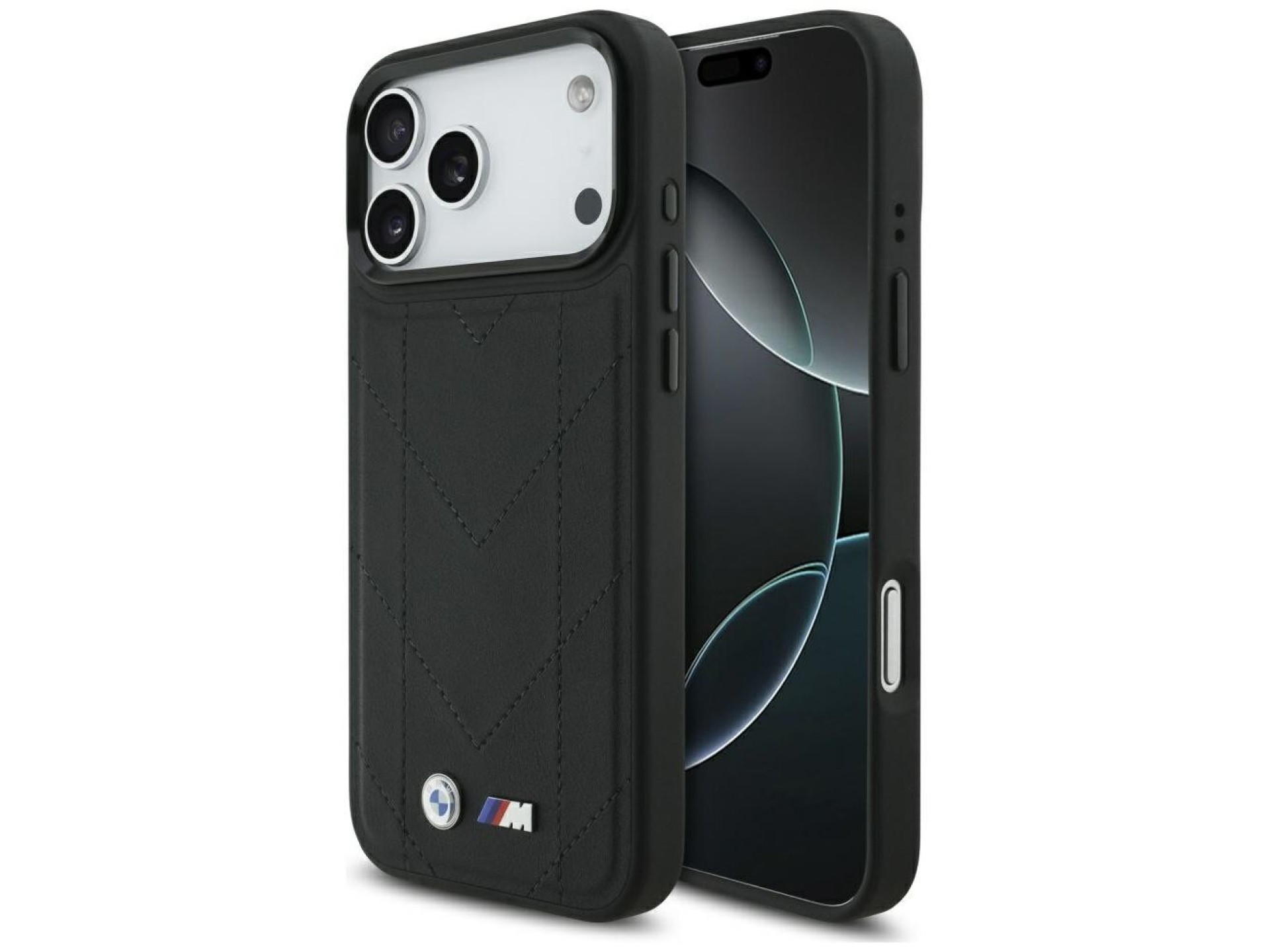 Capa MagSafe com logotipo acolchoado BMW M para iPhone 17 Pro Max - Preta