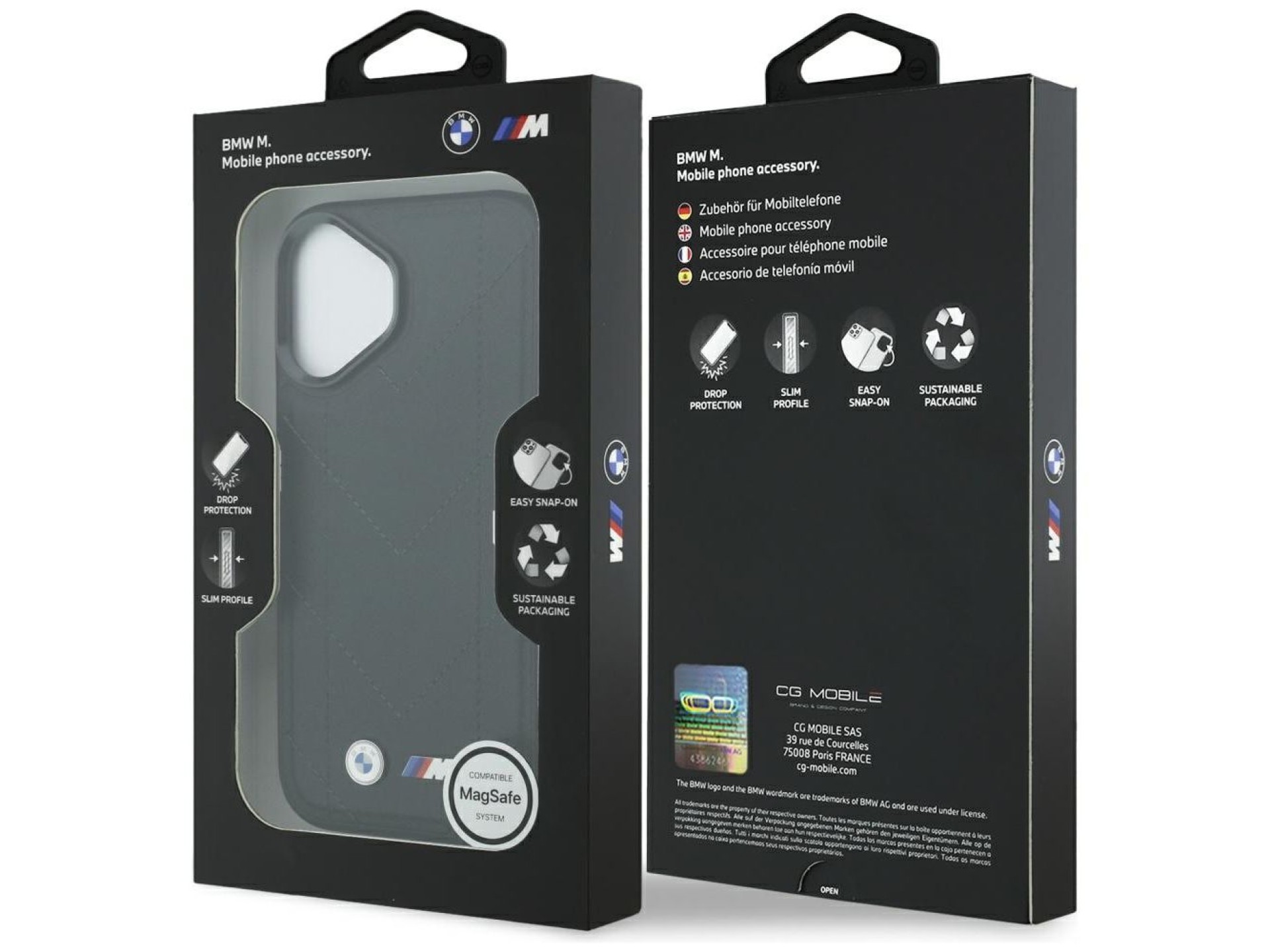 Capa MagSafe para iPhone 17 com logotipo BMW M acolchoado - Preta
