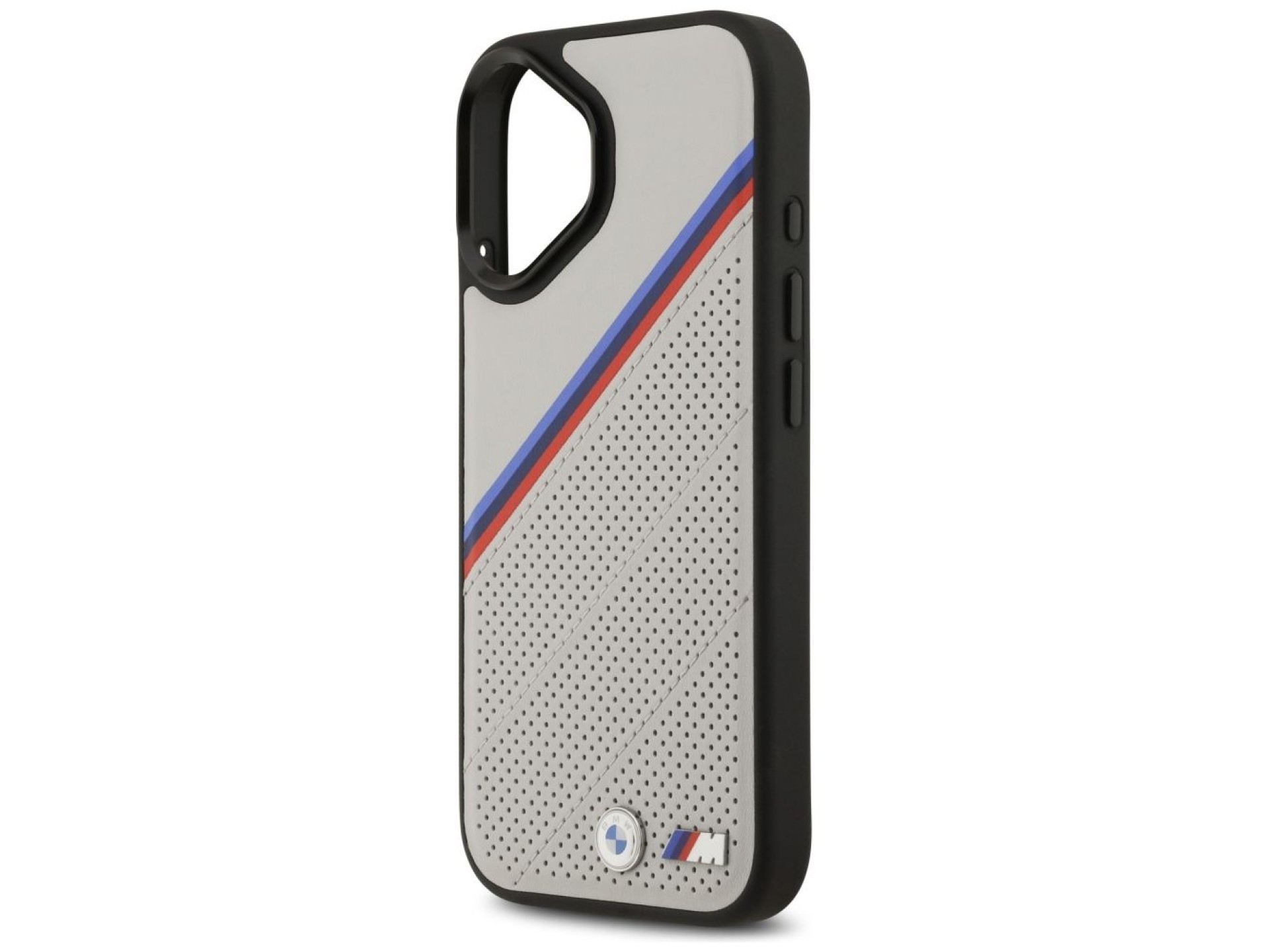 Capa MagSafe BMW M Tricolor Metal Logo para iPhone 17 - Cinza