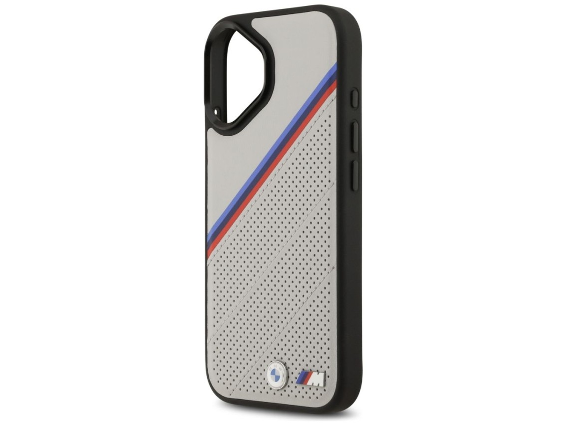 Capa MagSafe BMW M Tricolor Metal Logo para iPhone 17 - Cinza