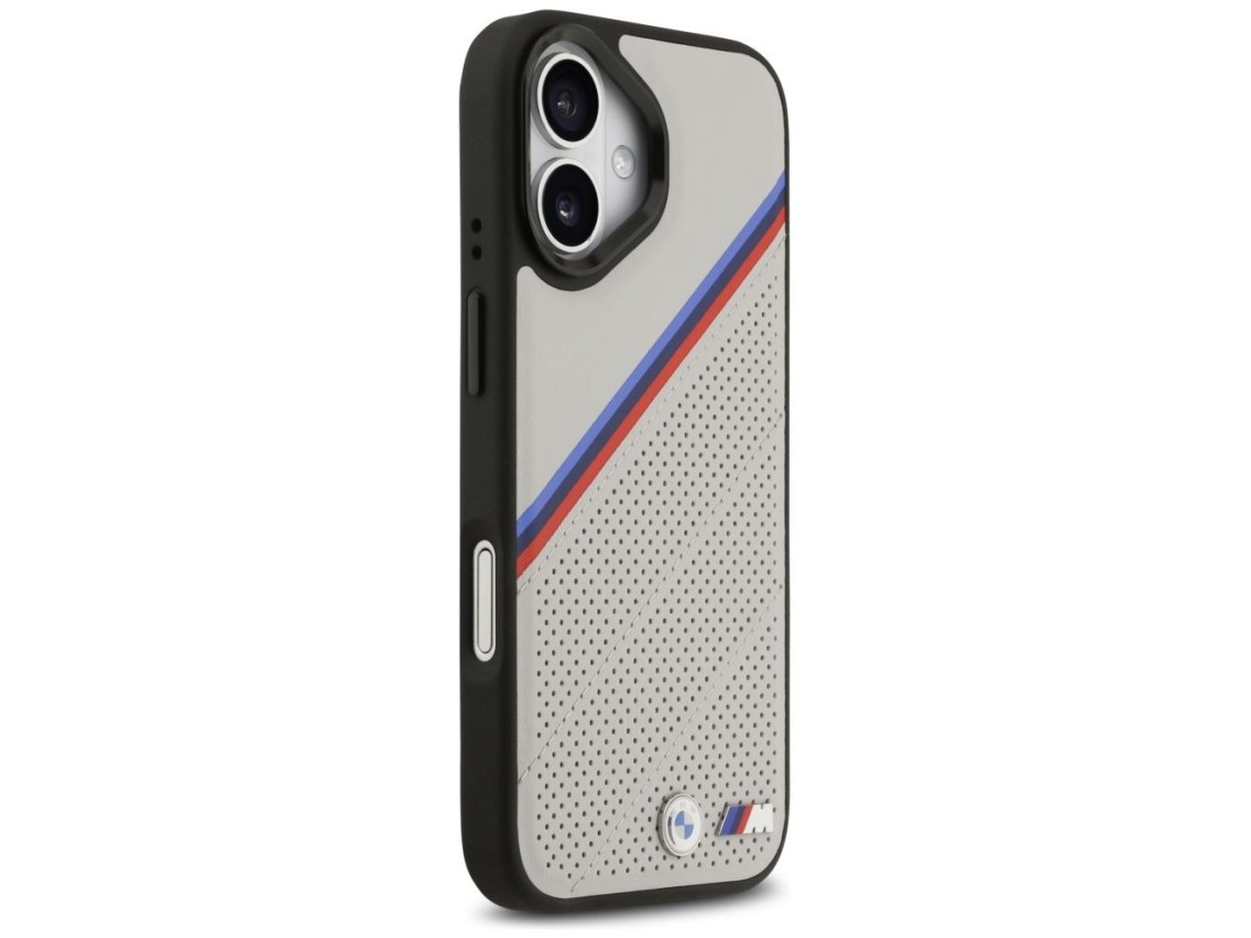 Capa MagSafe BMW M Tricolor Metal Logo para iPhone 17 - Cinza